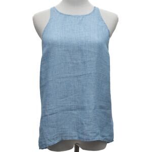 Joie Blue Chambray Delave Sleeveless Button-Back Linen Dany Top Size XXS